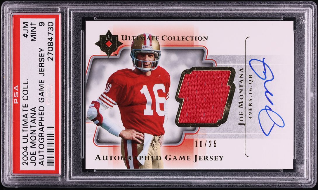 2004 Ultimate Collection Game Jersey Joe Montana PATCH AUTO /25 #UGJS-JM PSA 9 MINT - Photo 1