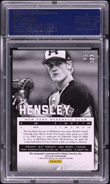 2012 Panini Elite Extra Edition Ty Hensley ROOKIE AUTO /790 #127 PSA 9 MINT