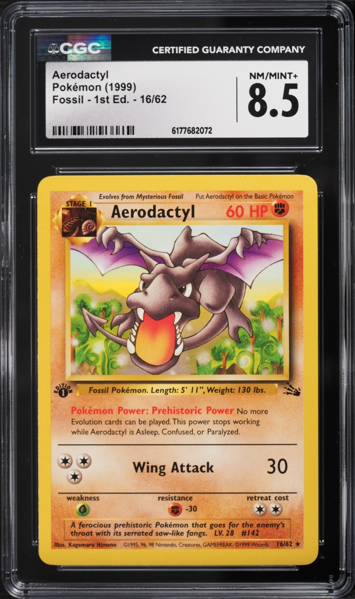 1999 Pokemon Fossil 1st Edition Aerodactyl #16 CGC 8.5 NM-MT+
