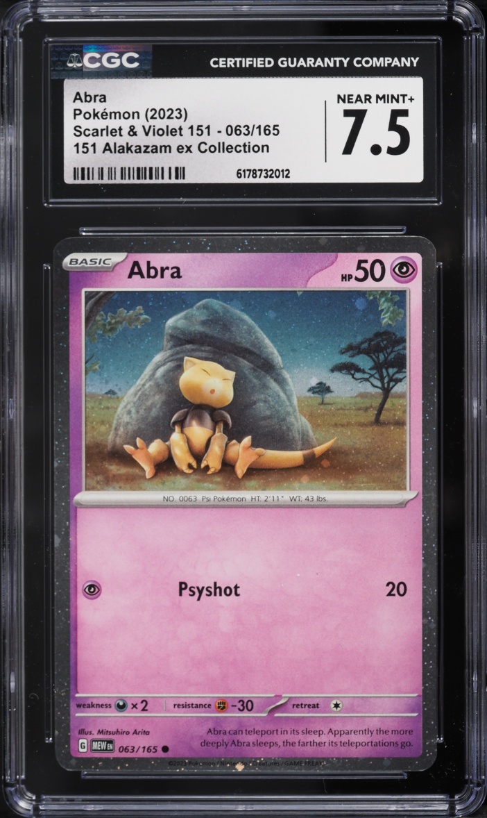 2023 Pokemon Scarlet & Violet 151 Alakazam ex Collection Abra #63 CGC 7.5 NRMT+