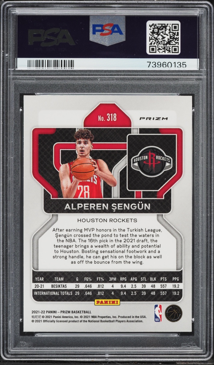 2021 Panini Prizm Purple Wave Alperen Sengun ROOKIE #318 PSA 10 GEM MINT