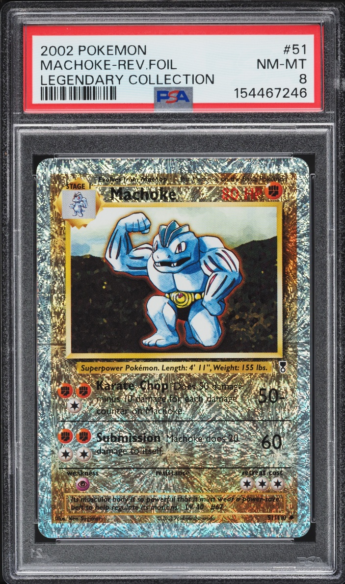 2002 Pokemon Legendary Collection Reverse Holo Machoke #51 PSA 8 NM-MT