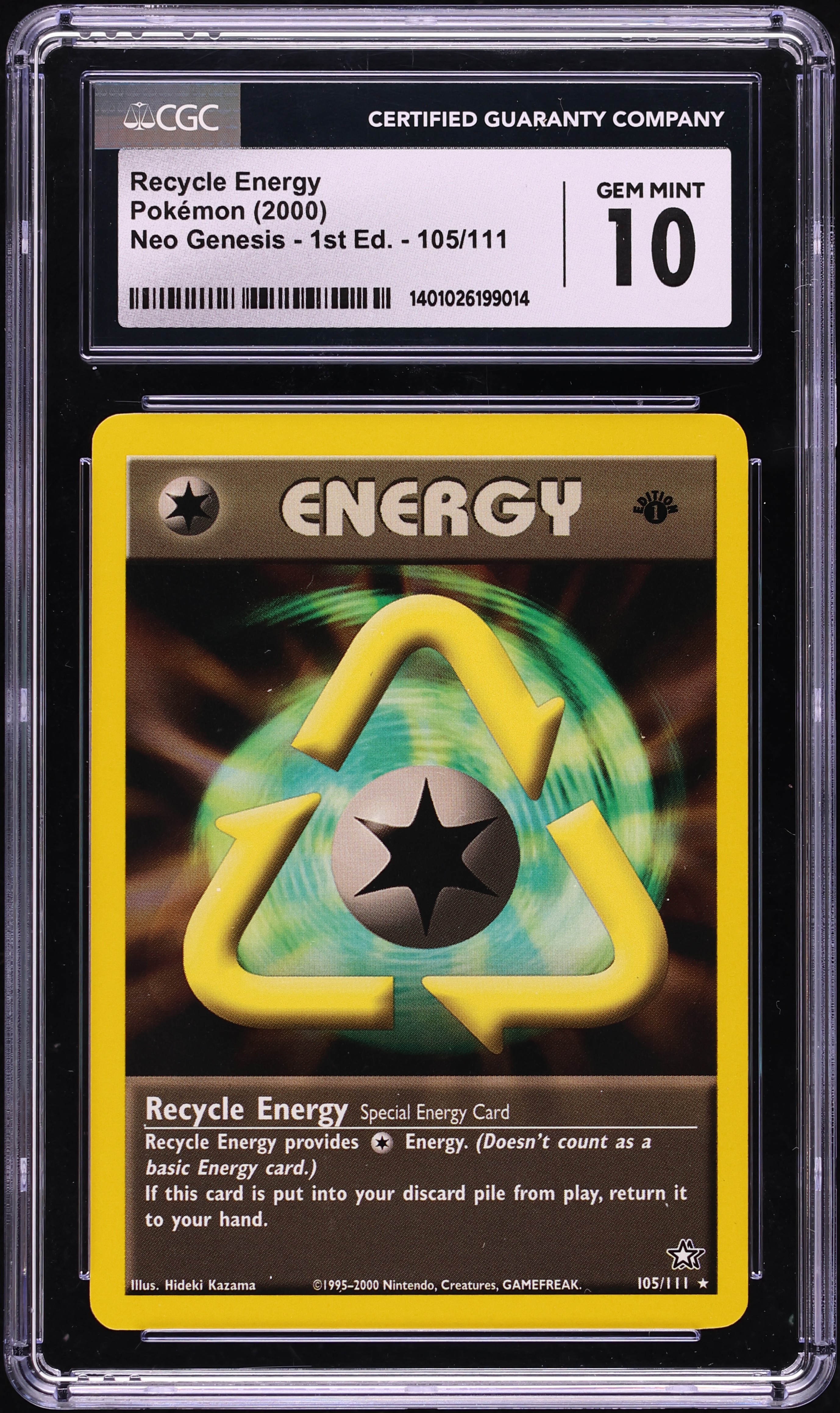 2000 Pokemon Neo Genesis 1st Edition Recycle Energy #105 CGC 10 GEM MINT