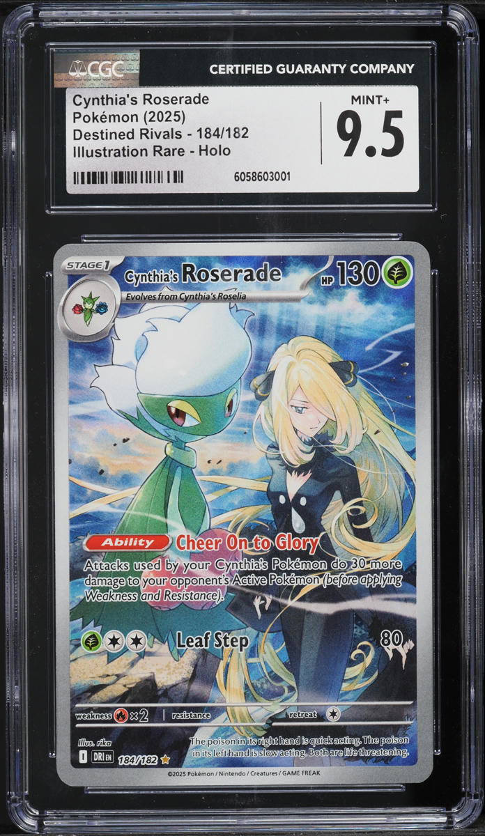 2025 Pokemon SV Destined Rivals IR Cynthia's Roserade #184 CGC 9.5 MINT+ - Main Image