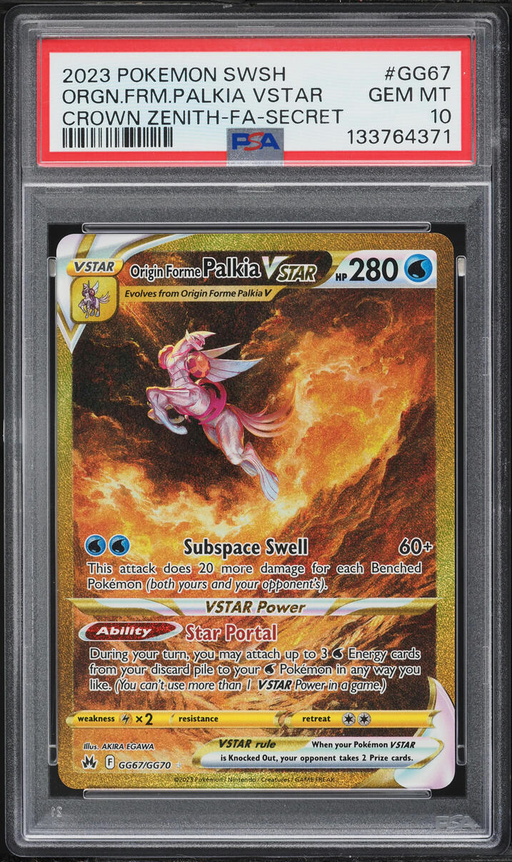 2023 Pokemon Sword & Shield Crown Zenith Gold Rare Origin Forme Palkia VSTAR #GG67 PSA 10 GEM