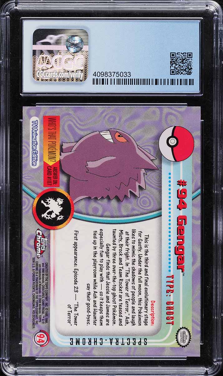 2000 Topps Chrome Pokemon Series 2 Spectra Gengar #94 CGC 10 PERFECT