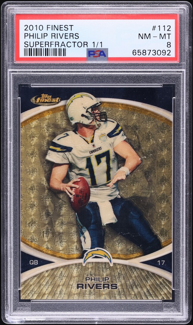 2010 Finest Superfractor Philip Rivers 1/1 #112 PSA 8 NM-MT - Photo 1