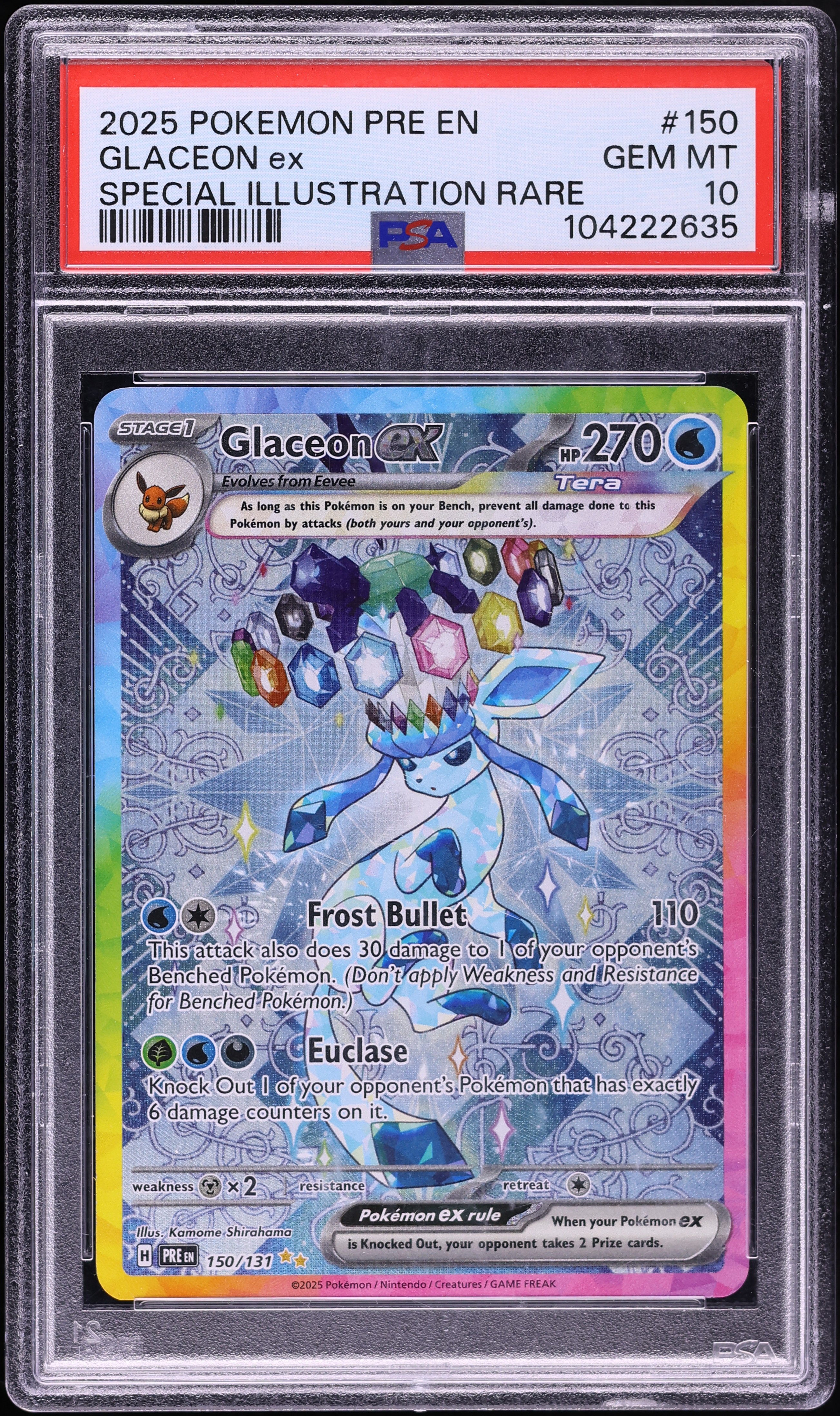 2025 Pokemon Scarlet & Violet Prismatic Evolutions SIR Glaceon Ex #150 PSA 10 GEM MINT