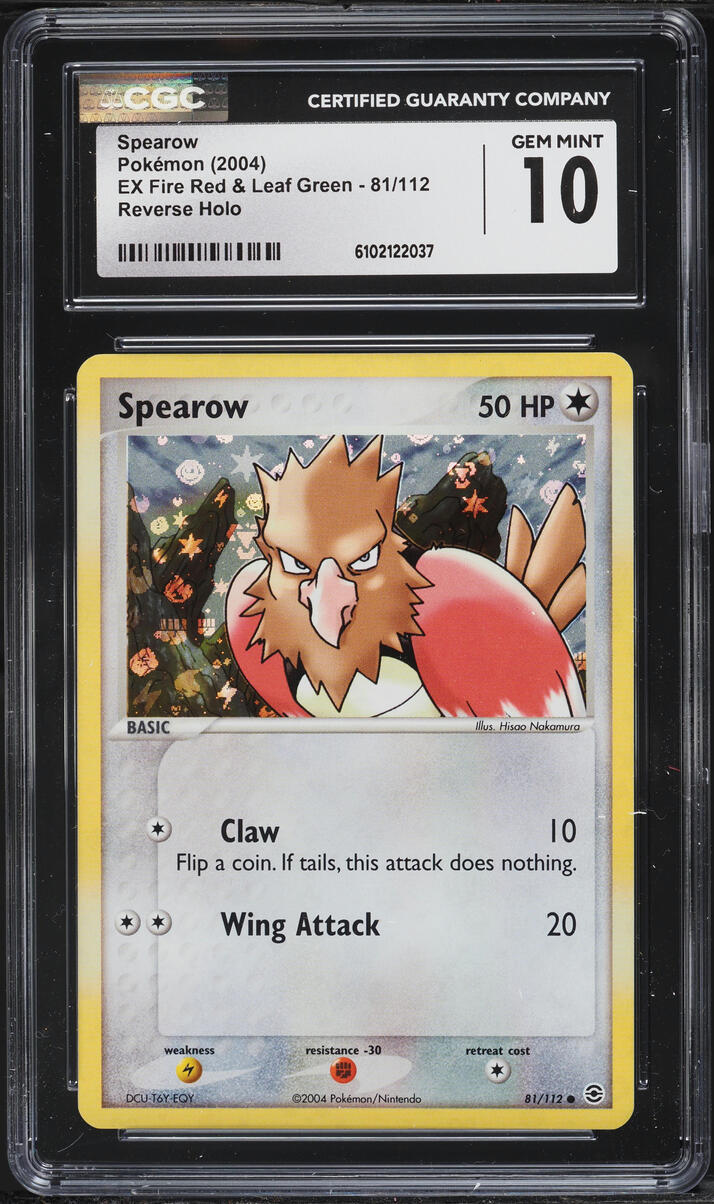 2004 Pokemon EX Fire Red & Leaf Green Reverse Holo Spearow #81 CGC 10 GEM MINT
