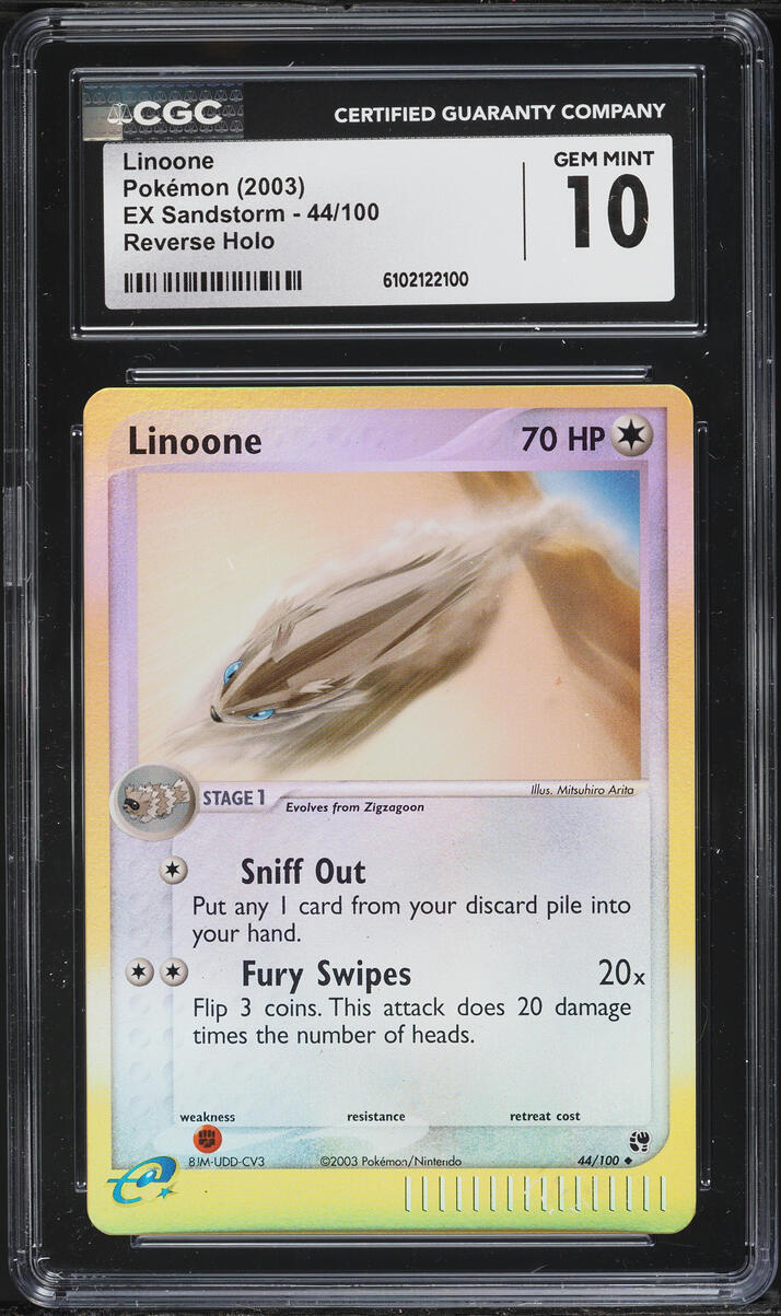 2003 Pokemon EX Sandstorm Reverse Holo Linoone #44 CGC 10 GEM MINT
