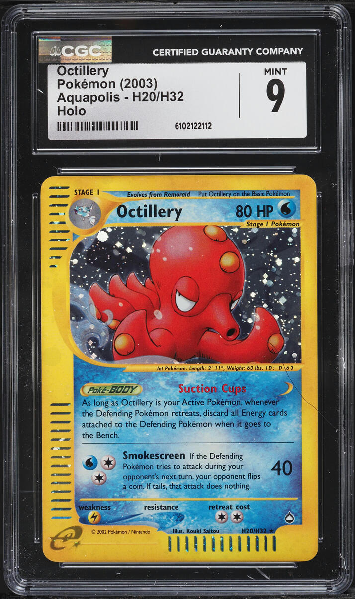 2003 Pokemon Aquapolis Holo Octillery #H20 CGC 9 MINT