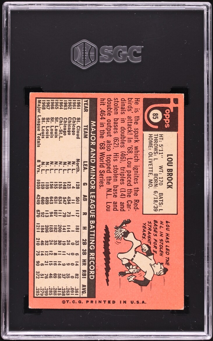 1969 Topps Lou Brock #85 SGC 4 VGEX