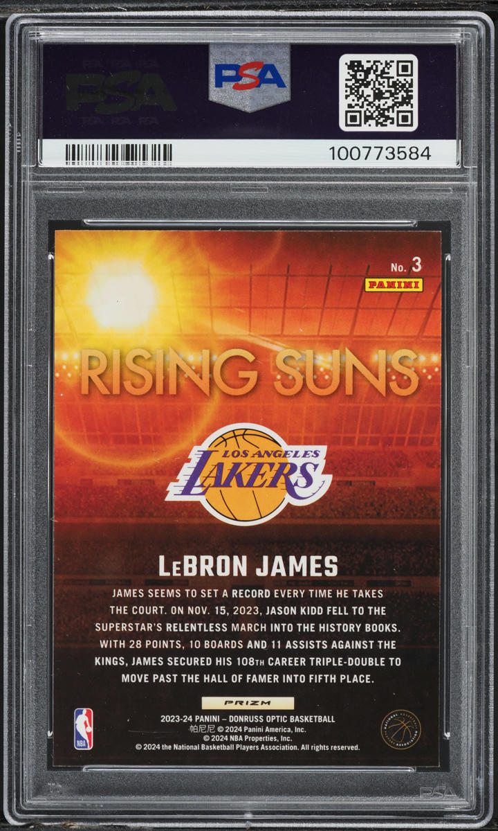 2023 Donruss Optic Rising Suns Holo LeBron James #3 PSA 10 GEM MINT