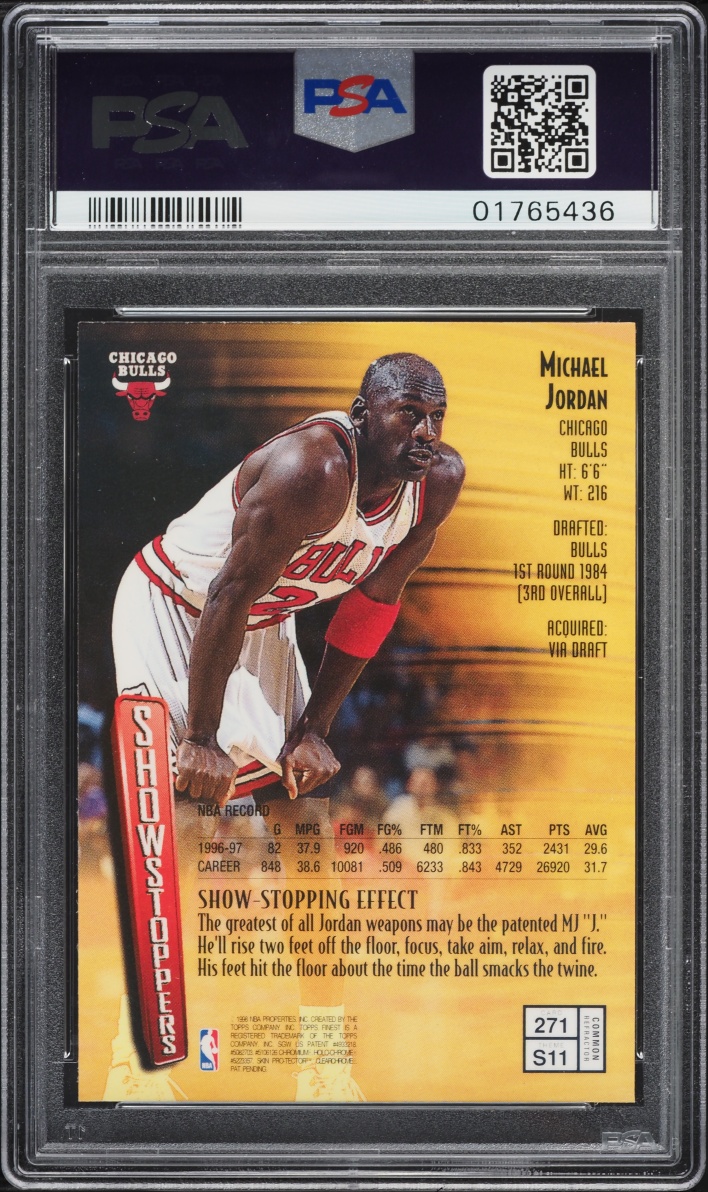 1997 Finest Refractor w/ Coating Michael Jordan #271 PSA 10 GEM MINT