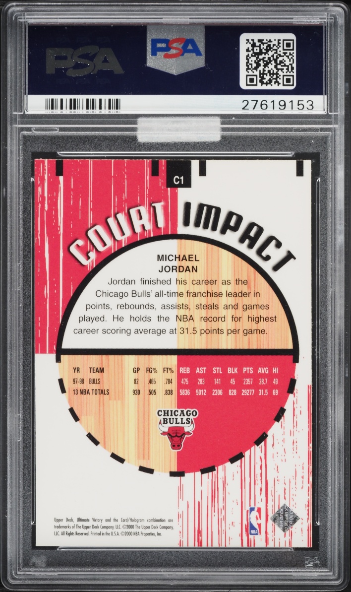 1999 Ultimate Victory Court Impact Michael Jordan #C1 MBA PSA 10 GEM MINT