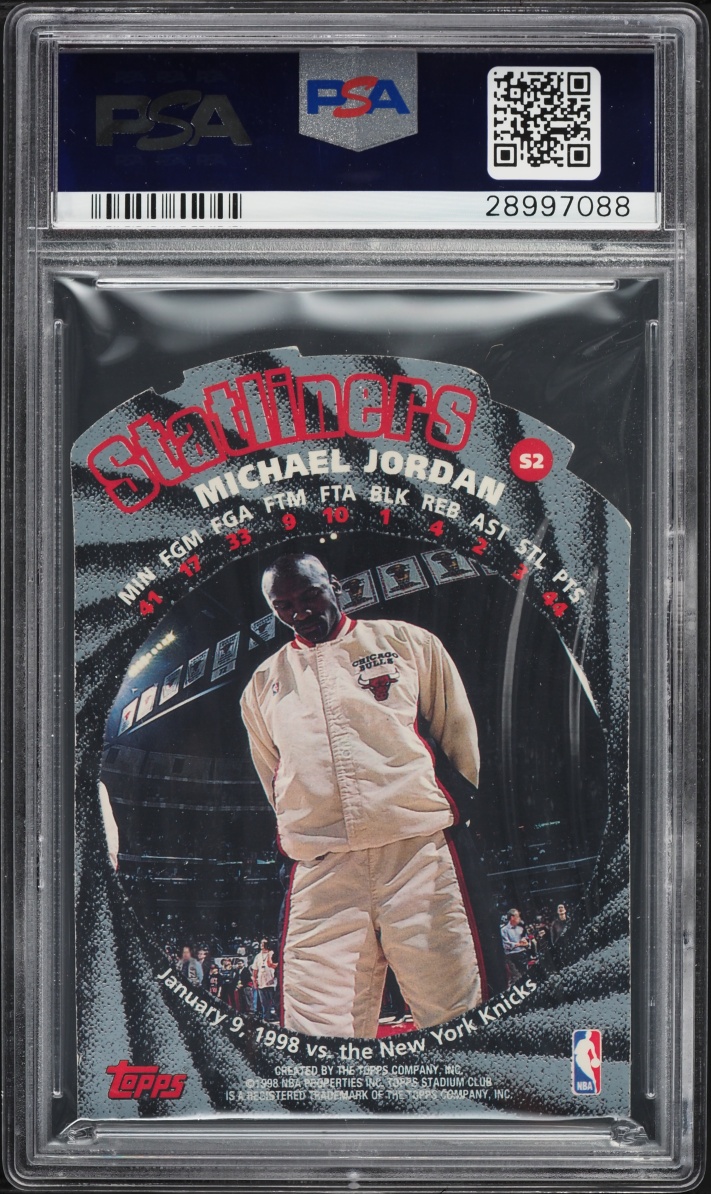 1998 Stadium Club Statliners Die-Cut Michael Jordan #S2 PSA 10 GEM MINT