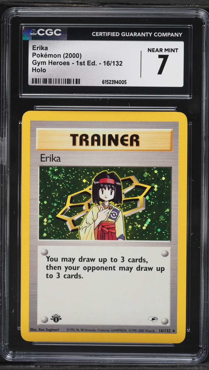 2000 Pokemon Gym Heroes 1st Edition Holo Erika #16 CGC 7 NRMT