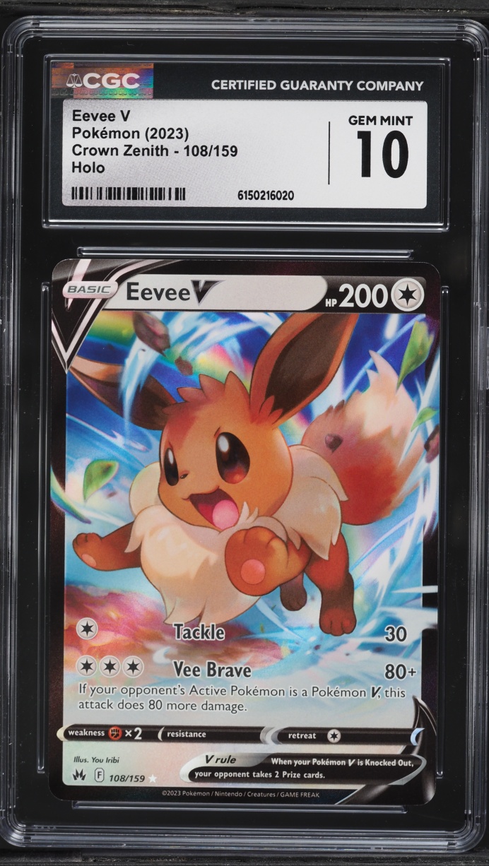 2023 Pokemon Sword & Shield Crown Zenith Full Art Eevee V #108 CGC 10 GEM MINT