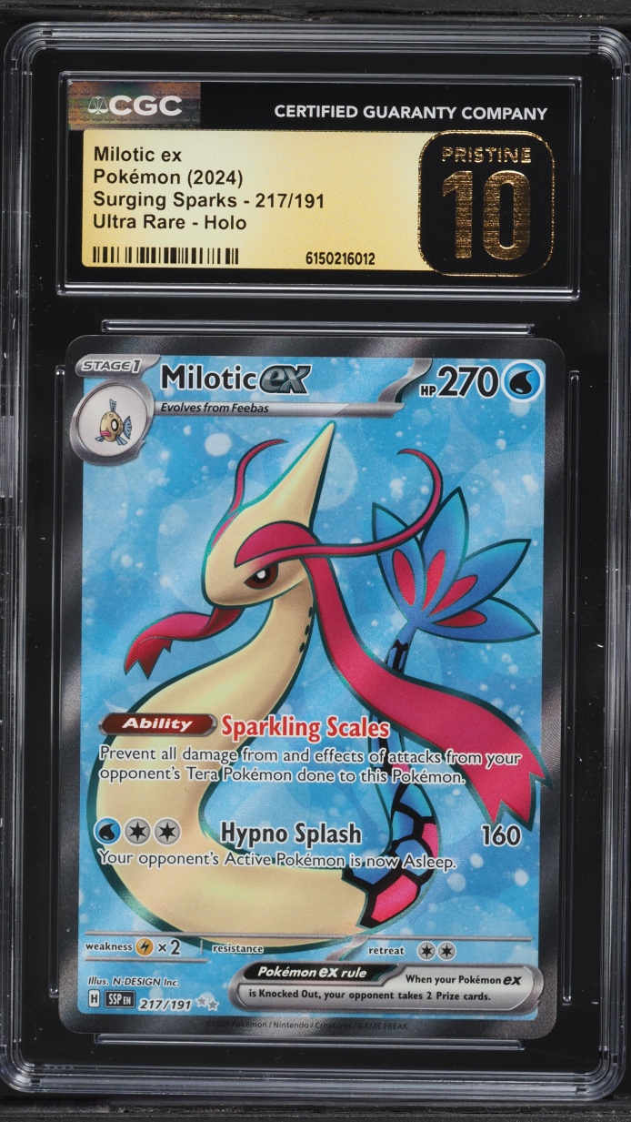 2024 Pokemon Scarlet & Violet Surging Sparks Full Art Milotic Ex #217 CGC 10 PRISTINE