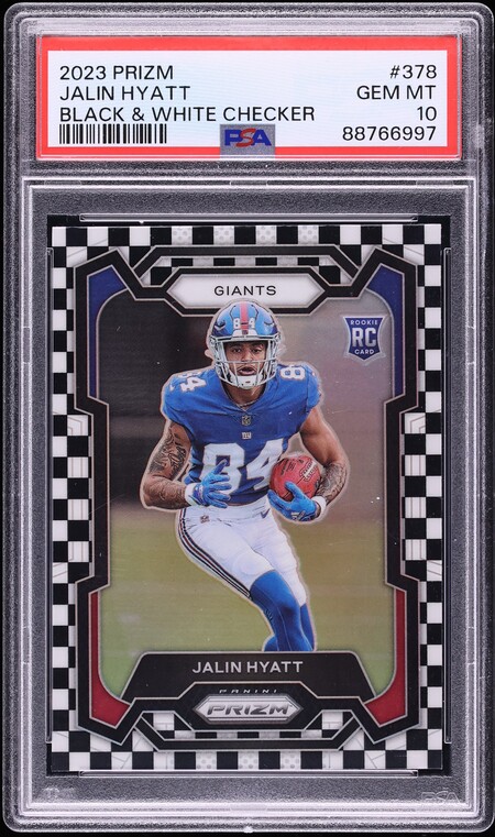 2023 Panini Prizm Black & White Checker Jalin Hyatt ROOKIE #378 PSA 10 GEM MINT