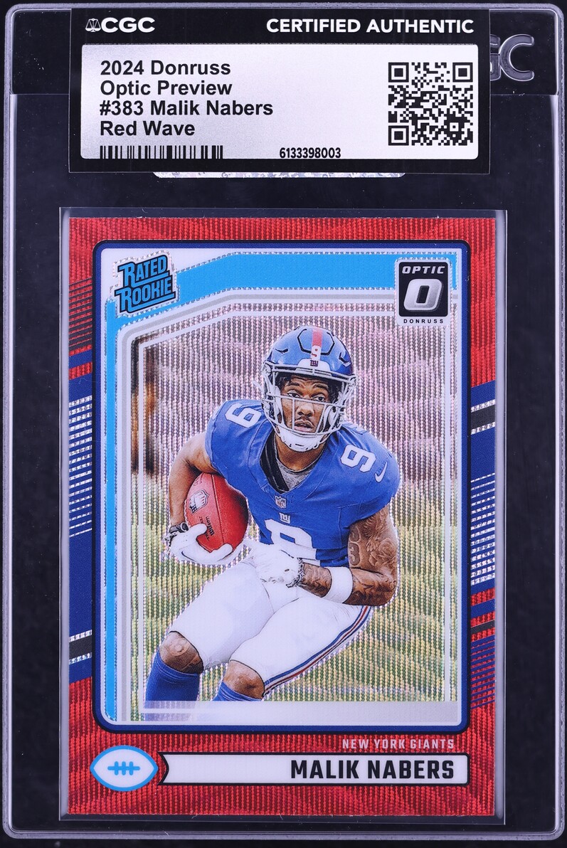 2024 Donruss Optic Preview Red Wave Malik Nabers ROOKIE #383 CGC AUTH