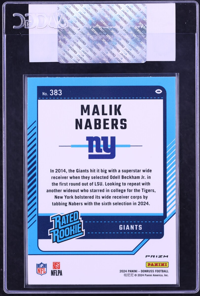2024 Donruss Optic Preview Red Wave Malik Nabers ROOKIE #383 CGC AUTH