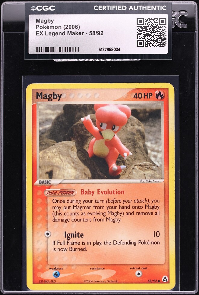 2006 Pokemon EX Legend Maker Magby #58 CGC AUTH