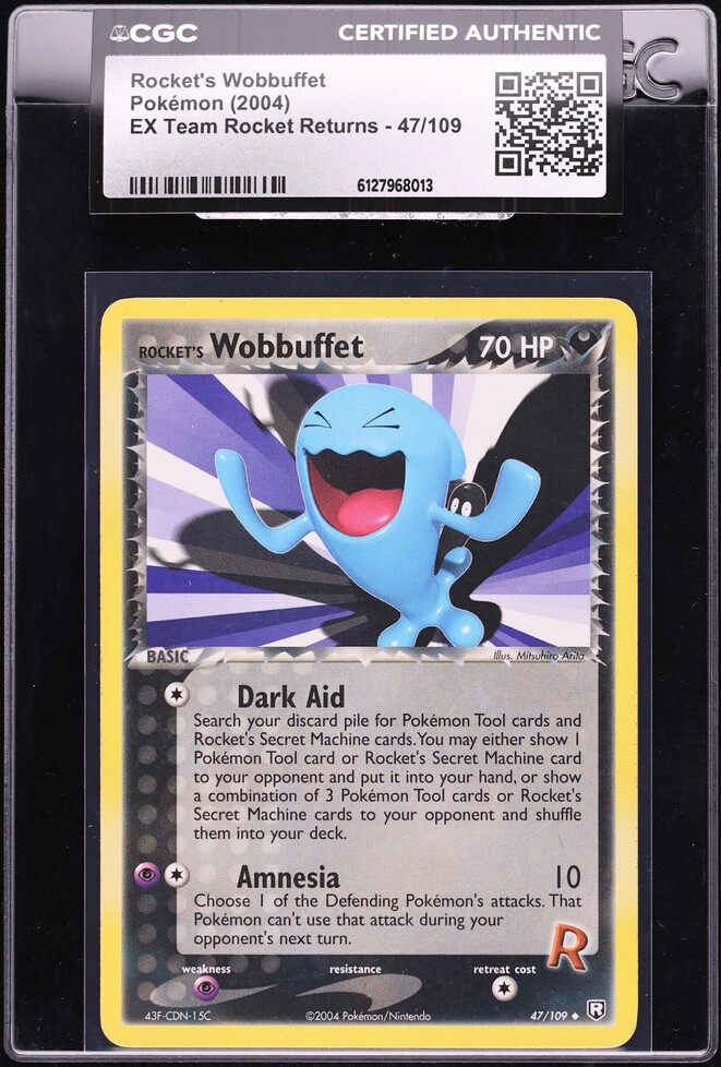 2004 Pokemon EX Team Rocket Returns Rocket's Wobbuffet #47 CGC AUTH