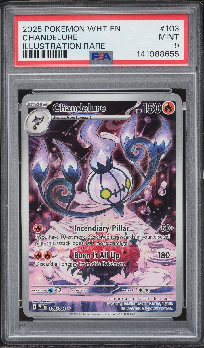2025 Pokemon Scarlet & Violet White Flare IR Chandelure #103 PSA 9 MINT
