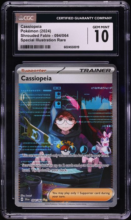 2024 Pokemon Scarlet & Violet Shrouded Fable SIR Cassiopeia #94 CGC 10 GEM MINT