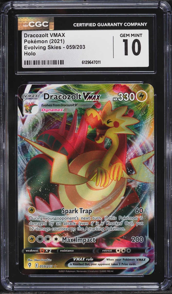 2021 Pokemon Sword & Shield Evolving Skies Full Art Dracozolt VMAX #59 CGC 10 GEM MINT