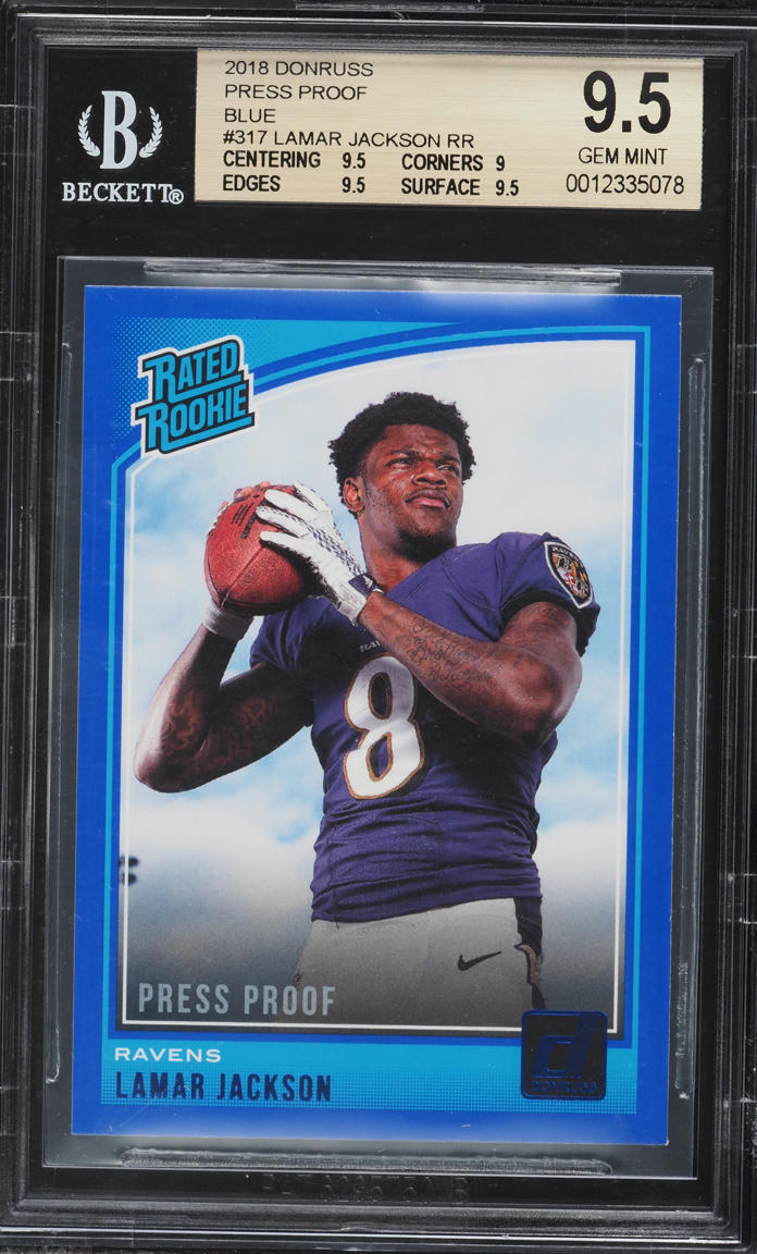 2018 Donruss Press Proof Blue Lamar Jackson ROOKIE #317 BGS 9.5 GEM MINT