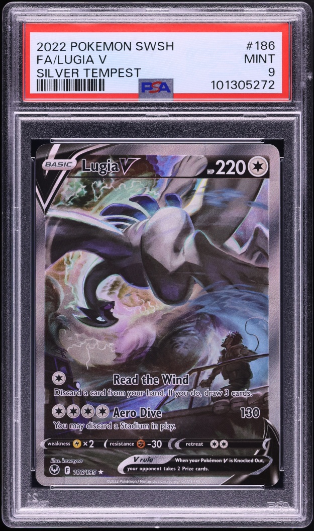 2022 Pokemon Sword & Shield Silver Tempest Alt Art Lugia V #186 PSA 9 MINT
