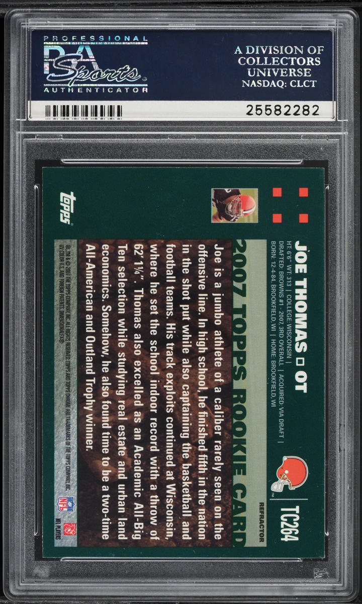 2007 Topps Chrome Refractor Joe Thomas ROOKIE #TC264 PSA 9 MINT