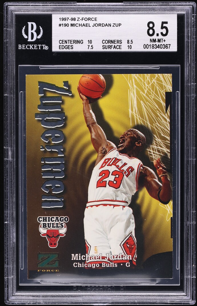 1997 Skybox Z-Force Michael Jordan #190 BGS 8.5 NM-MT+