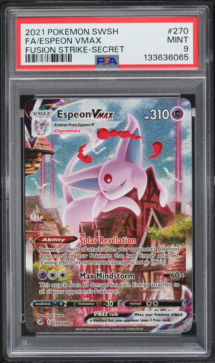2021 Pokemon Sword & Shield Fusion Strike Full Art Espeon VMAX #270 PSA 9 MINT