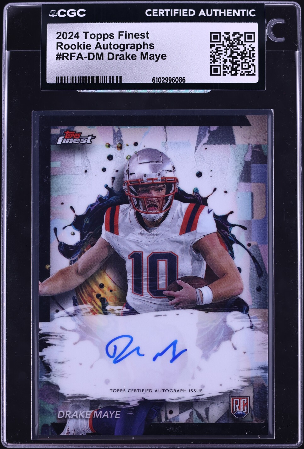 2024 Finest Football Drake Maye ROOKIE AUTO #RFA-DM CGC AUTH