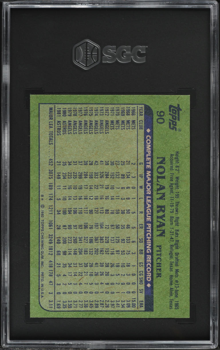 1982 Topps Nolan Ryan #90 SGC 8 NM-MT