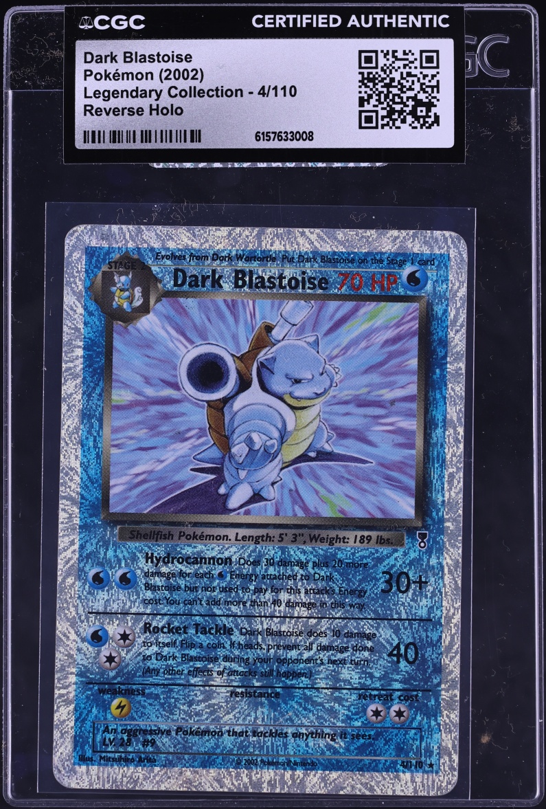 2002 Pokemon Legendary Collection Reverse Holo Dark Blastoise #4 CGC AUTH