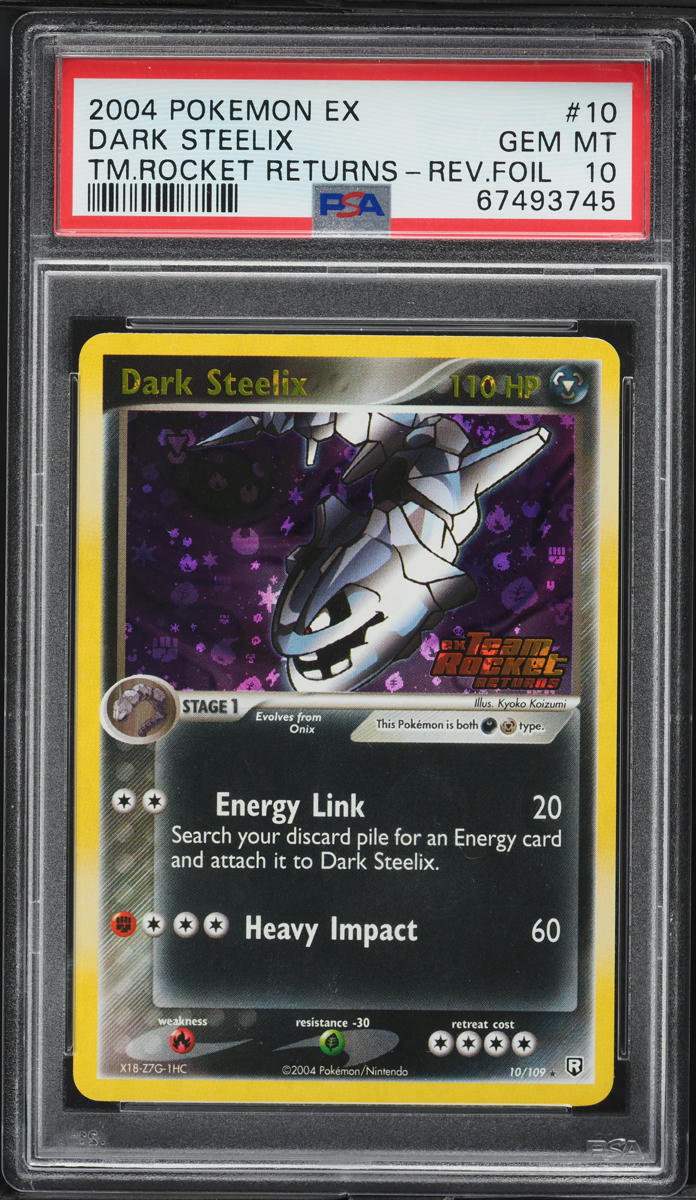 2004 Pokemon EX Team Rocket Returns Reverse Holo Dark Steelix #10 PSA 10 GEM