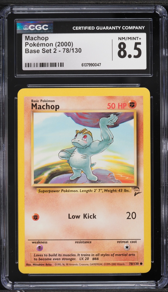2000 Pokemon Base Set 2 Machop #78 CGC 8.5 NM-MT+