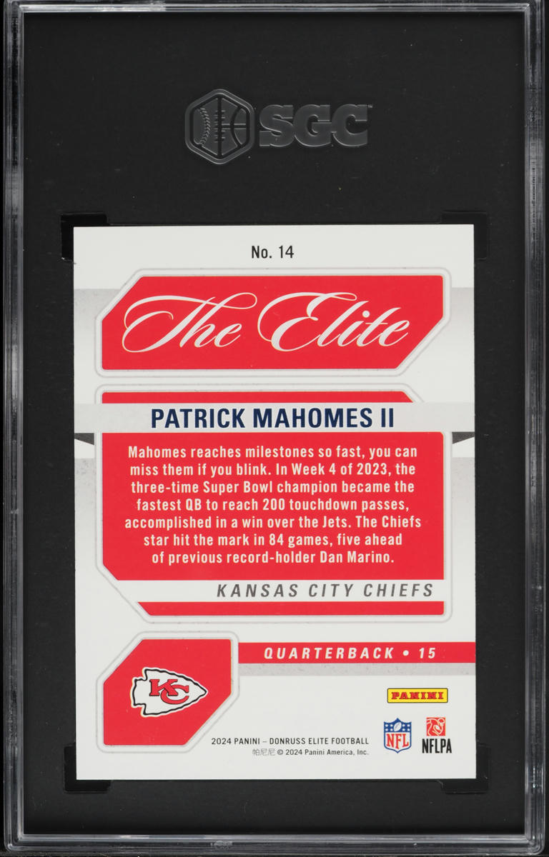 2024 Donruss Elite Green Patrick Mahomes II #14 SGC 10 GEM MINT