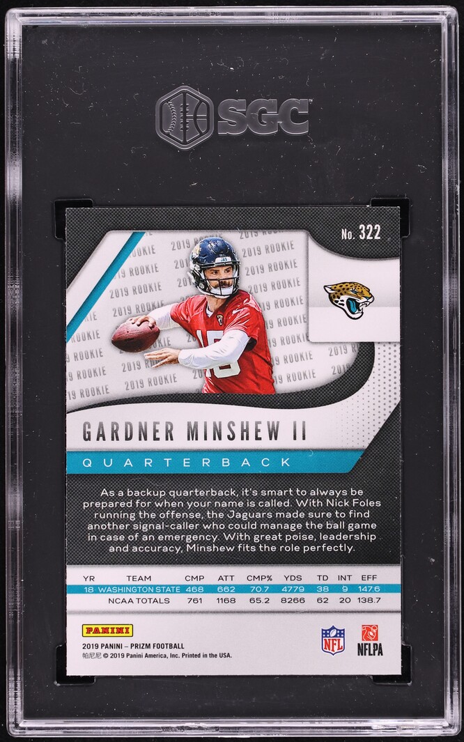2019 Panini Prizm Gardner Minshew II ROOKIE #322 SGC 9 MINT