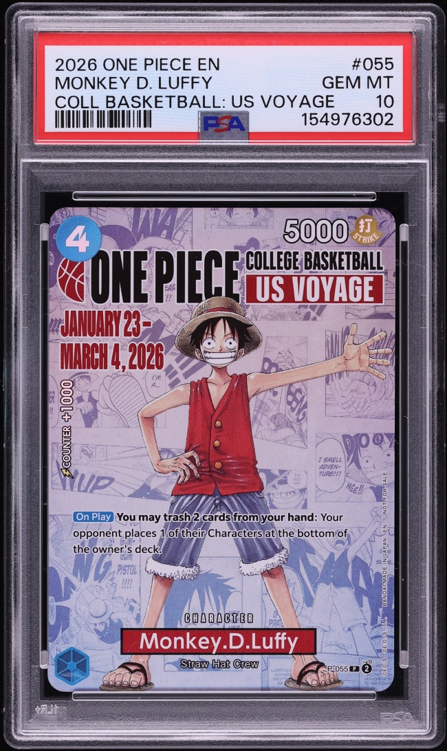 2026 One Piece Promo College Basketball US Voyage Monkey D. Luffy #P-055 PSA 10 GEM MINT