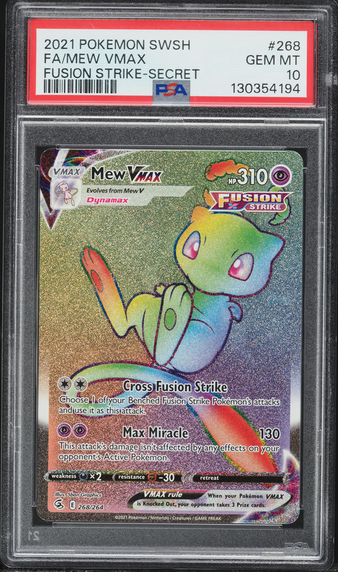 2021 Pokemon Sword & Shield Fusion Strike Rainbow Rare Mew VMAX #268 PSA 10 GEM MINT