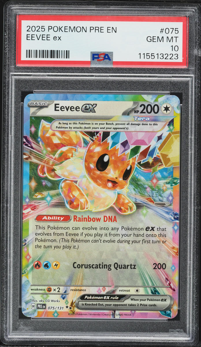 2025 Pokemon Scarlet & Violet Prismatic Evolutions Holo Eevee ex #75 PSA 10 GEM MINT