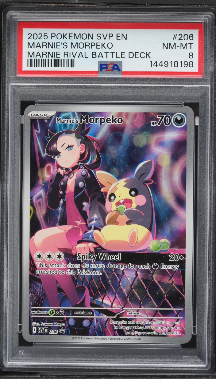 2025 Pokemon SV Promo Rival Battle Deck Full Art Marnie's Morpeko #206 PSA 8 NM-MT