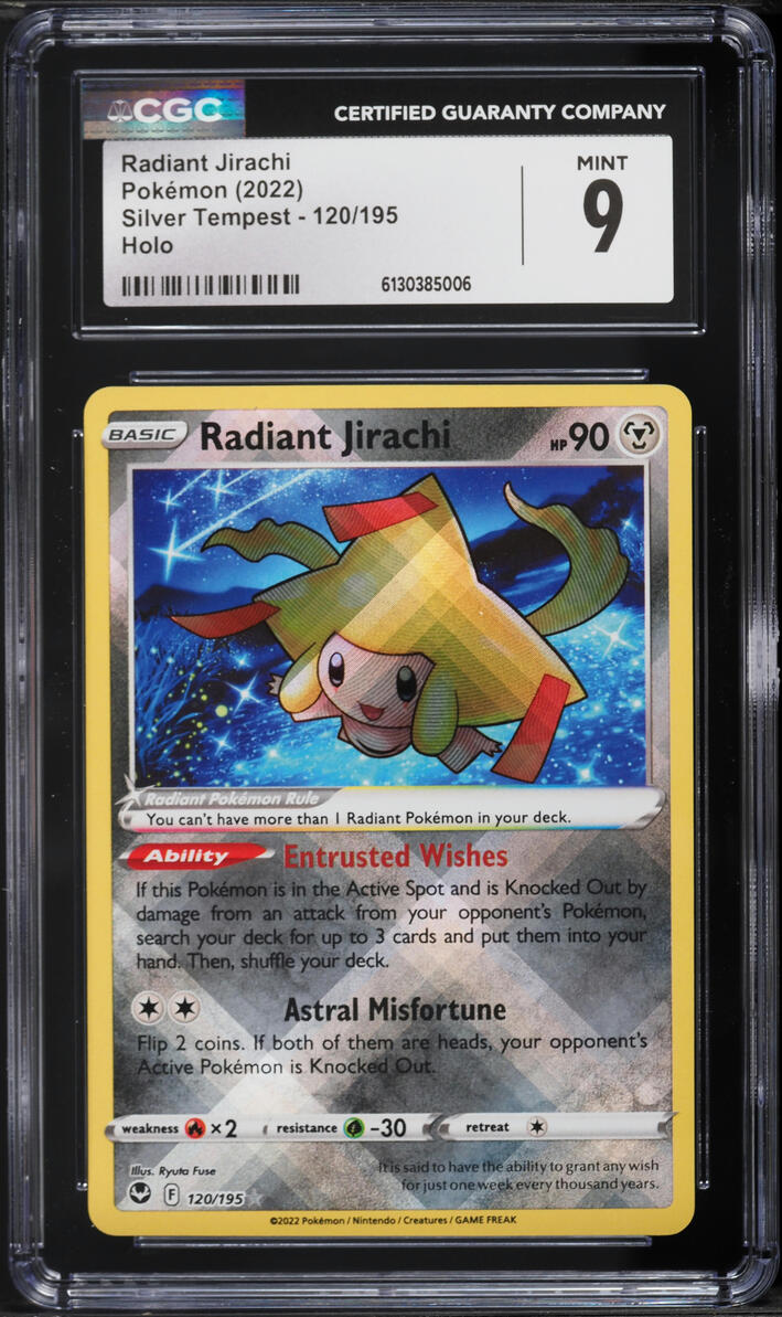 2022 Pokemon Sword & Shield Silver Tempest Holo Radiant Jirachi #120 CGC 9 MINT