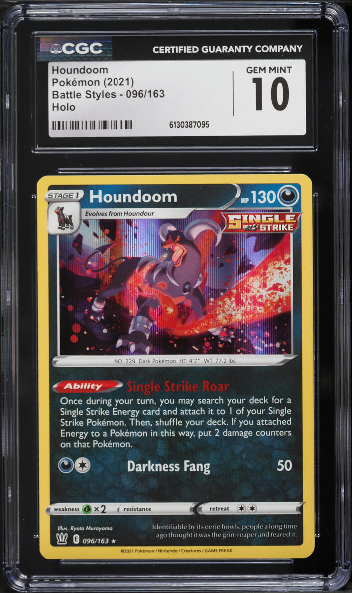 2021 Pokemon Sword & Shield Battle Styles Holo Houndoom #96 CGC 10 GEM MINT