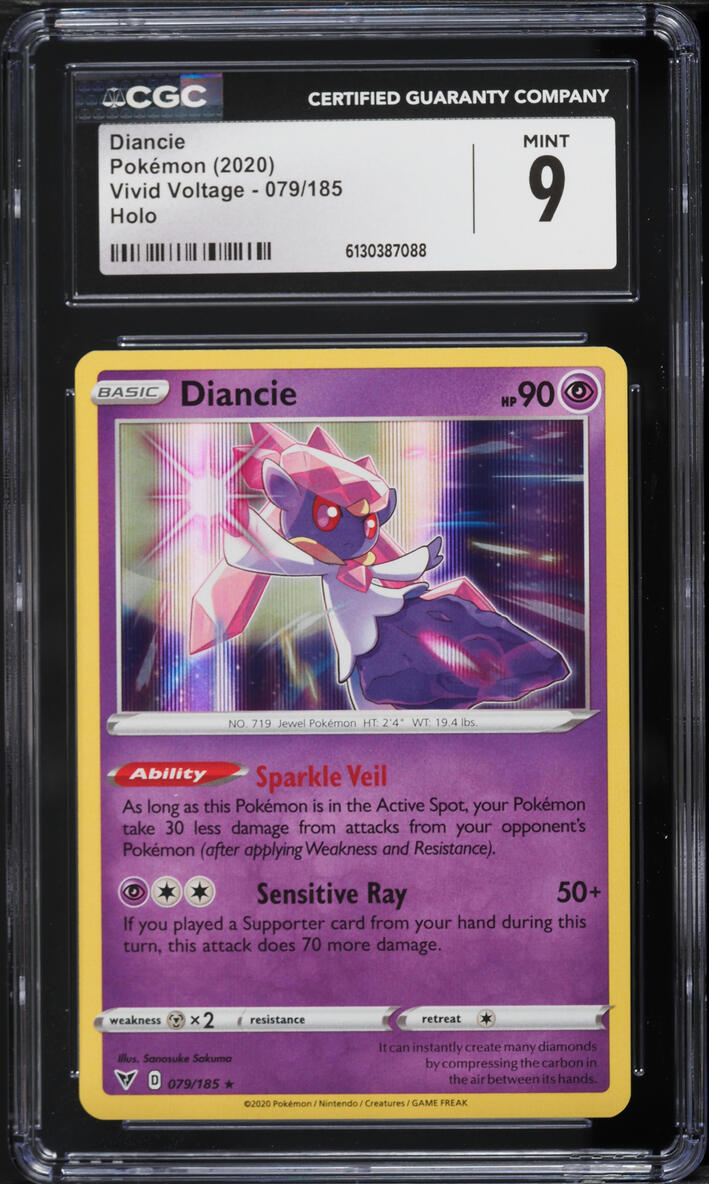 2020 Pokemon Sword & Shield Vivid Voltage Holo Diancie #79 CGC 9 MINT